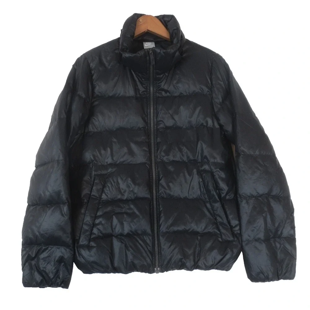 Nike Anthem 700 Down Puffer‎ Jacket Womens Medium Black Zip Pockets Lightweight